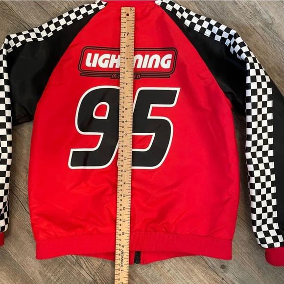 Lighting McQueen Cars Jacket Disneyland Disney Store Size 9/10 Racing Bomber Red - Picture 11 of 12
